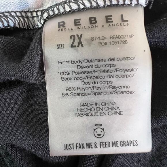 Rebel Womens Blouse Top Shirt Cold Shoulder Abstract Print Black White Pink 2X - Picture 9 of 10